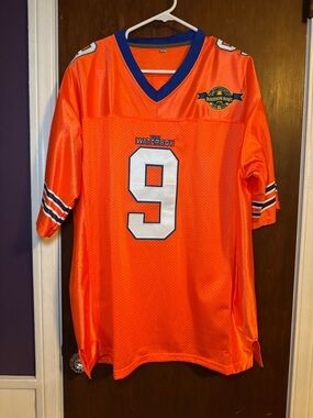 Bright Orange 'Waterboy' #9 Football Jersey with Bourbon Bowl Patch